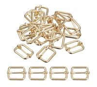 sourcing map Diapositives Boucles, 30pcs 15x15x3.8mm Métal Rectangle Ajusteur Triglide Glissière Rouleau Goupille Curseur Sangle pour Ceinture Sacs DIY Accessoires, Or Ton