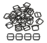 sourcing map Diapositives Boucles, 30pcs 15x15x3.8mm Métal Rectangle Ajusteur Triglide Glissière Rouleau Goupille Curseur Sangle pour Ceinture Sacs DIY Accessoires, Foncé Gris