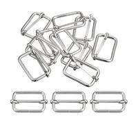 sourcing map Diapositives Boucles, 30pcs 20x20x3.8mm Métal Rectangle Ajusteur Triglide Glissière Rouleau Goupille Curseur Sangle pour Ceinture Sacs DIY Accessoires, Argent Ton