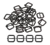 sourcing map Diapositives Boucles, 40pcs 15x15x3.8mm Métal Rectangle Ajusteur Triglide Glissière Rouleau Goupille Curseur Sangle pour Ceinture Sacs DIY Accessoires, Foncé Gris