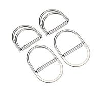 sourcing map Double Anneau D Boucles, 4pcs 45mm(1.77") Métal Réglable Anneaux Polyvalents D Anneaux pour Vêtements Ceinture Robe Bretelles Sacs Écharpe, Argent Ton