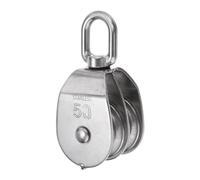 sourcing map Double poulie M50, roue de levage pivotante en acier inoxydable, poulie fixe, grue suspendue, roue de remorquage, câble de corde