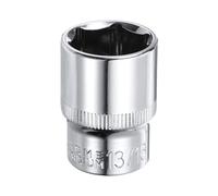 sourcing map Douille à 6 pans 1/2" par 13/16" SAE 3,8 cm de longueur peu profonde CR-V Douille carrée miroir Chrome poli Outil à main pour réparation de voiture entretien mécanique