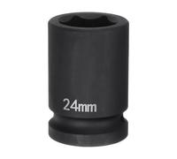 sourcing map Douille à choc à 6 pans 3/4" 24 mm métrique 40Cr Alliage Acier Axe Écrou Douille à choc