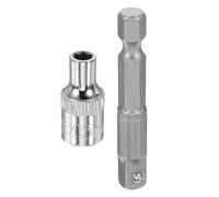 sourcing map Douille à choc profonde à 6 pans 6 pans - Douille métrique de 4,5 mm de long avec adaptateur de tige hexagonale de 6,35 mm - Kit d'accessoires pour boulons hexagonaux et écrous