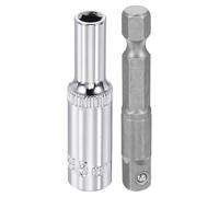 sourcing map Douille à choc profonde à 6 pans - Douille métrique de 5 mm de long avec adaptateur de tige hexagonale de 6,35 mm - Kit d'accessoires pour boulons hexagonaux et écrous