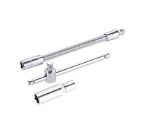 sourcing map Douille Accessoire Ensemble 3Pcs 10mm Douille 6 Pans Profond 4.5" Clé Coulissante Barre Disjoncteur 6" Flexible Barre Extension avec 1/4"