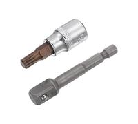 sourcing map Douille cannelée M8, douilles CR-V carrées de 0,9 cm, embouts en acier S2 de 4,8 cm de long avec adaptateur de perceuse électrique à tige hexagonale