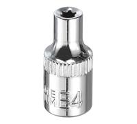 sourcing map Douille E-Torx 6,35 mm Douille femelle E4 2,5 cm de long Douille profonde Torx externe CR-V Chromé Douille cannelée 6 points pour réparation automobile entretien à domicile