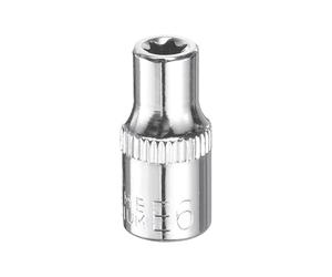 sourcing map Douille E-Torx 6,35 mm E6 femelle 2,5 cm de long - Douille profonde Torx externe CR-V chromée - Manchon cannelé à 6 points pour réparations automobiles et entretien domestique