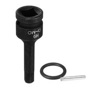 sourcing map Douille hexagonale à impact 1/2" 9 mm en acier CR-MO 6 pans avec goupille fendue pour adaptateur de perceuses électriques