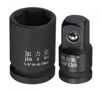 sourcing map Douille Impact 15mm 6 Pans 3/8" Empreinte avec 1/4" Empreinte (F) x 3/8" (M) Adaptateur CR-MO Standard Métrique Dimensions