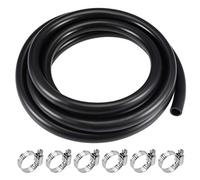 sourcing map Durite Tuyau Huile Graissage 12mm ID 16mm OD 10ft Caoutchouc Eau Tuyau Noir 6 Pinces