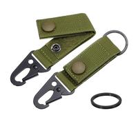 sourcing map Duty Ceinture Clé Support, 2pcs - Nylon Ceinture Gardiens avec Alloy Mousqueton & D-Pointue Agrafe & Clé Anneau Porte-clés pour Camping Randonnée (Armée Vert)