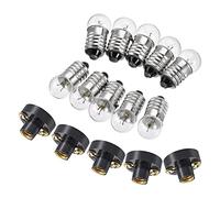 sourcing map E10 Lampe Douilles Ensemble 3,8 V Ampoule Support Vis Base avec E10 Ampoule Plastique Cuivre Noir 30 Paquet Total