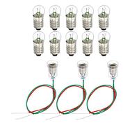 sourcing map E10 Vis Base Miniature Ampoules 10 Paquet 3.8V Chaud Jaune Clair Mini Lampes avec 3 Paquet Lampe Supports, 1 Ensemble