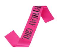 sourcing map Écharpe d'anniversaire pour filles avec épingle - Lettrage noir - Fournitures de fête - Accessoires de décoration pour femme - Cadeaux de fête - Rose vif