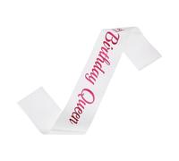 sourcing map Écharpe de reine d'anniversaire avec épingle en aluminium rose lettrage fournitures de fête accessoires de décoration pour femme cadeaux de fête douce naissance blanc