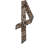 Sourcing map Écharpe fine pour femme Motif léopard avec bande de cheveux et poignée de sac à bandoulière, café, 88x5cm/35x2"