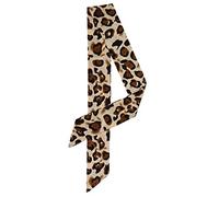 sourcing map Écharpe Maigre Femmes Mince Long Foulard Mode Imprimé Léopard Bandeau Ceinture Sac Accessoire Poignée Beige 88x5cm/35x2 pouces (LxW)