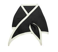 sourcing map Écharpes Cou Triangle Couleur Contraste Écharpe Tricot Écharpe Châle hiver pour Femmes Noir 84 * 28 cm / 33,07 * 11,02 pouces (L * W)