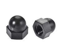 sourcing map Écrou Borgne M10 Diamètre Femelle Noir Filetage Nylon Hexagonal Bombée Capuchon Clous 10pcs
