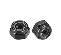 sourcing map écrou de Blocage écrou Autobloquant M5 x 0.8mm Nylon Insert Hexagonal Acier carbone Noir zingué 50Pcs