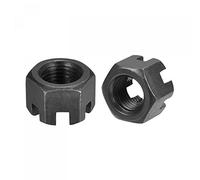 sourcing map Écrous hexagonaux fendus M12 x 1,25 mm, écrous hexagonaux en acier au carbone de grade 4,8, noir, 10 pièces