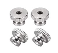 sourcing map écrous Moleté - M4 Rond Boutons avec Collier 304 Inox Acier - 4 Pcs