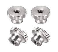 sourcing map écrous Moleté - M5 Rond Boutons avec Collier 304 Inox Acier - 4 Pcs