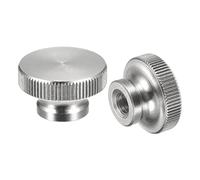 sourcing map Écrous Moleté Molette M6 x D20mm x H12mm 304 Acier Inox 2pcs | Avec Collier Haut Tête Aveugle Trou
