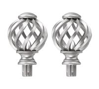 sourcing map Embouts de Tringle à Rideau, 2 Pièces, Embouts de Pôle en Plastique, Capuchon de Tête Décoratif Creux pour Tringle à Rideau de Diamètre 19 mm (3/4") (Argent)