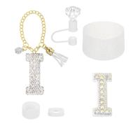 sourcing map Ensemble d'accessoires pour gobelet Stanley - Décorations initiales pour gobelet - 76/1,2 l - Avec bouchon en paille de diamant, porte-clés, lettres, autocollants et manchons en silicone