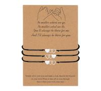 sourcing map Ensemble de bracelets assortis pour couples, bracelets à breloques en corde réglable en forme de cœur avec carte pour anniversaire de mariage, lui et elle, cadeau d'amitié longue distance