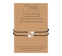 sourcing map Ensemble de bracelets assortis pour couples, bracelets à breloques en corde réglable en forme de cœur avec carte pour anniversaire de mariage, lui et elle, cadeau d'amitié longue distance