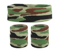 sourcing map Ensemble de bracelets de sport en tissu éponge 20,3 x 5,1 cm évacuant l'humidité et absorbant la transpiration pour homme et femme (camouflage rayé marron/vert)