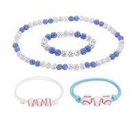 sourcing map Ensemble de colliers de baseball avec strass et 2 cordons cirés réglables pour homme et femme, Small, Diamant, Diamant