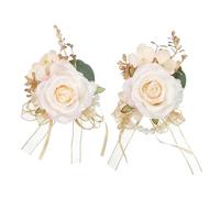 sourcing map Ensemble de corsage et boutonnières de poignet avec fleurs artificielles pour mariage, mariée, marié, cérémonie, anniversaire, bal de fin d'année, champagne
