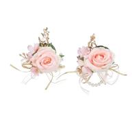sourcing map Ensemble de corsage et boutonnières de poignet avec fleurs artificielles pour mariage, mariée, marié, cérémonie, anniversaire, bal de fin d'année, rose