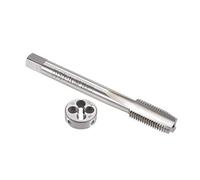 sourcing map Ensemble de tarauds et filières 3/8"-24 UNF, taraud à filetage HSS avec matrice de filetage ronde, main droite