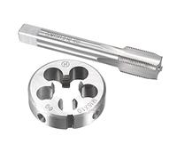 sourcing map Ensemble de tarauds et filières métriques M15 x 1 mm HSS filetage machine taraud avec outil en alliage acier rond