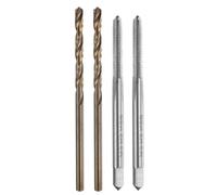 sourcing map Ensemble de tarauds et forets, 2 tarauds à filetage droit métrique M3 x 0,5 et 2 forets hélicoïdaux de 2,5 mm, non revêtu/jaune torréfié HSS-6542/M35 HSS-CO