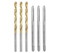 sourcing map Ensemble de tarauds et forets, 3 pièces M3 x 0,5 métriques à cannelure droite et 3 forets hélicoïdaux de 3 mm, non revêtu/revêtement en titane HSS-6542