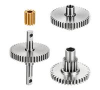 sourcing map Ensemble de vitesses de transmission en acier inoxydable 16.6:1, pignon à haute vitesse avec quatre tailles pour voiture TRX4M 1/18 RC Crawler, argent