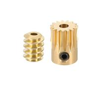 sourcing map Ensemble d'engrenages à vis sans fin 15T module 0,5 taux de réduction 15:1, rotation à droite, roue réductrice de transmission (engrenage en laiton, alésage de 3 mm, tige en laiton de