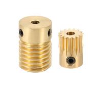 sourcing map Ensemble d'engrenages à vis sans fin 15T module 0,5 taux de réduction 15:1, rotation à droite, roue réductrice de transmission (engrenage en laiton, alésage de 3 mm, tige en laiton de 3