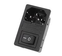 sourcing map Entrée Mâle Alimentation Prise Fusible Support avec Interrupteur à Bascule 10A 250V 3Broche IEC320 C14