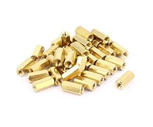 sourcing map Entretoise Hexagonale Vis Femelle M3 x 10mm Laiton Couleur Dorée 38Pcs