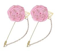sourcing map Épinglette en forme de rose pour costume d'homme, broche en tissu faite à la main, boutonnières de mariage, 9.5 cm, Métal