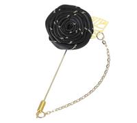 sourcing map Épinglette rose pour costume d'homme, broche fleur en tissu faite à la main, mariage, 9.5 cm, Métal